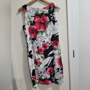 dressbarn Red and Black Floral Midi Dress